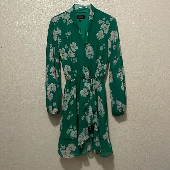 Alexia Admor Kathlyn Blouson Ruffle Skirt Dress In Green Daisy Size 2 - Picture 3 of 11